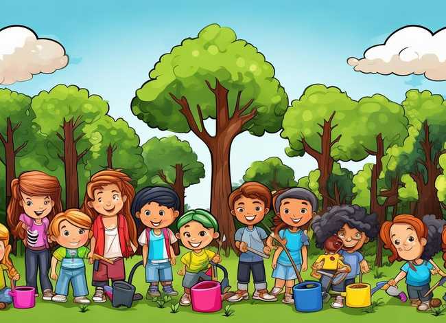 植树节儿童画图片；植树节儿童画作品绘画图片