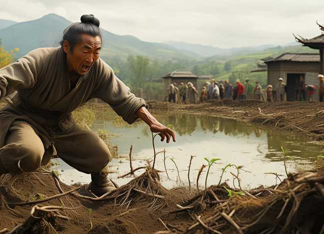 成语故事拔苗助长的故事配图；拔苗助长成语故事的绘画大全