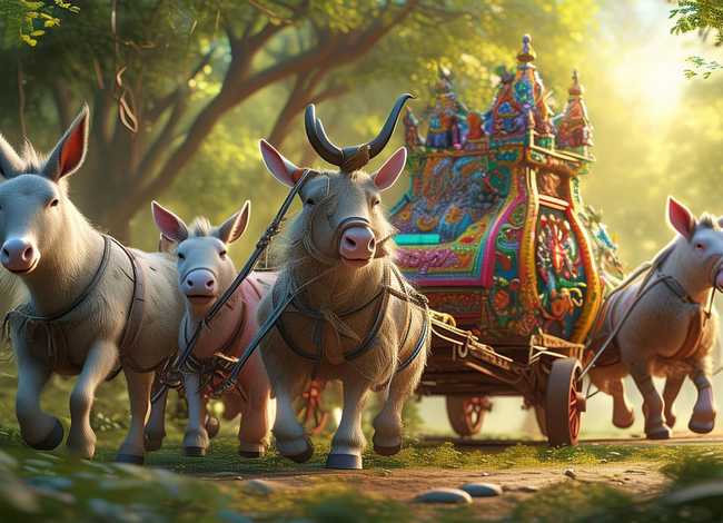 动物拉车寓言故事 - 动物拉车寓言故事图片