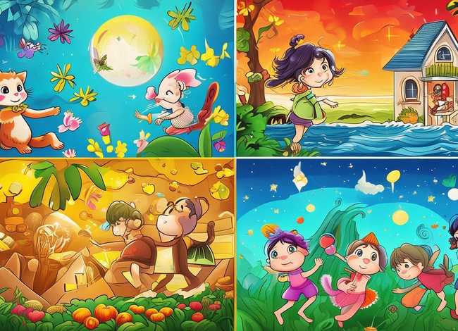 绘本简笔画故事集4张，简笔画绘本小故事4张