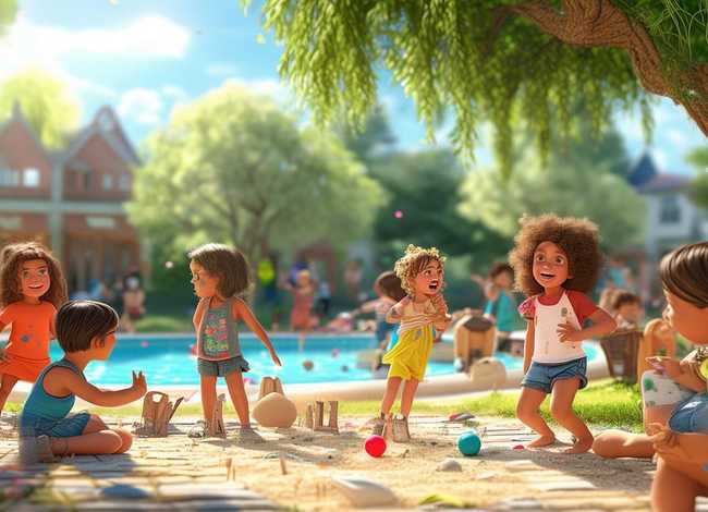 夏天的故事儿童画；夏天的故事绘画幼儿园