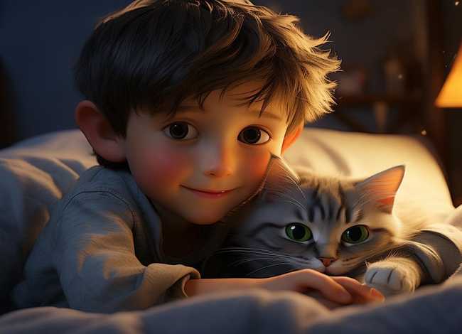 儿童睡前故事猫与少年（少年与猫的故事）
