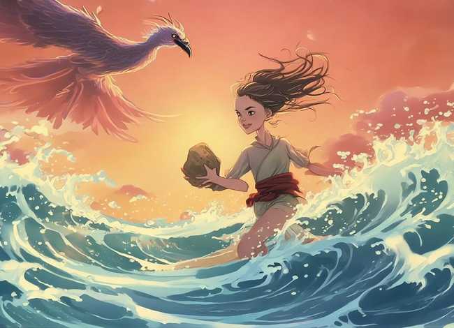 神话故事四年级画画精卫填海简单（神话手抄报简单又漂亮 四年级精卫填海）