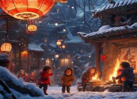 除夕的故事绘画、除夕的故事绘画图片