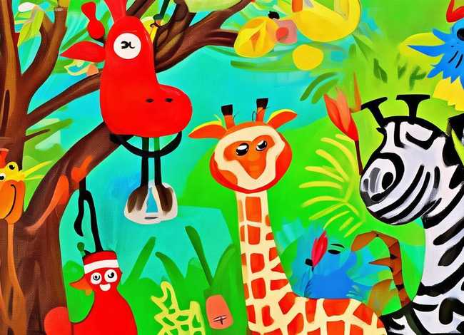 动物主题儿童画横版 动物主题的儿童画