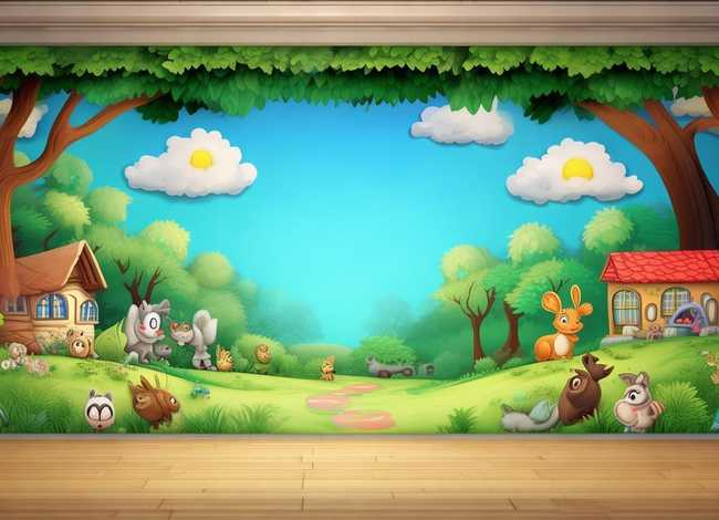 儿童故事表演背景墙 - 幼儿故事表演背景图片