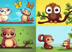 儿童动物故事画教程 动物故事简笔画四幅