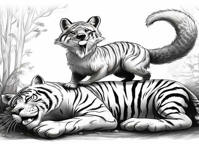 狐假虎威的故事图片 - 狐假虎威的故事图片简笔画