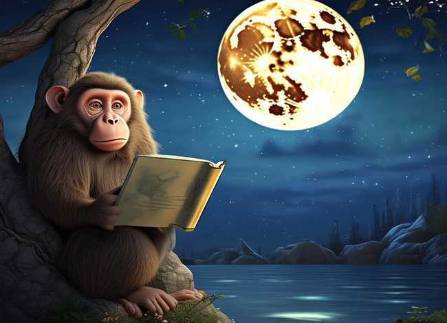 猴子捞月故事书；猴子捞月故事书签