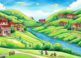 儿童画画我的家乡；儿童画我的家乡简笔画