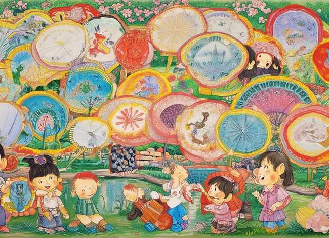 扇子画儿童团扇 - 扇子画儿童团扇图片