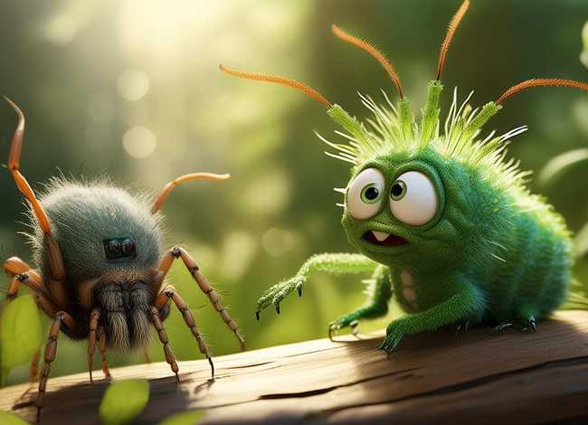 儿童故事毛毛虫和蜘蛛，毛毛虫给蜘蛛讲故事