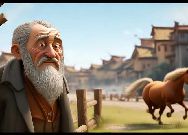 塞翁失马的儿童故事ppt，塞翁失马的故事动画