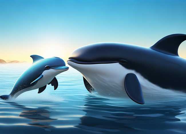 儿童故事海豚和鲸鱼，小海豚和大鲸鱼睡前故事
