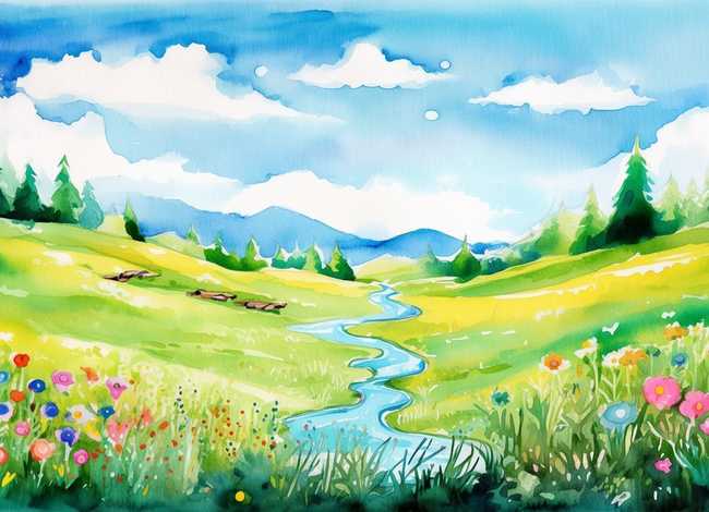 儿童水粉画作品图片风景、儿童水粉画作品图片风景简单