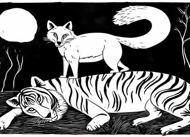 狐假虎威寓言故事连环画简单好画 狐假虎威寓言故事简笔画