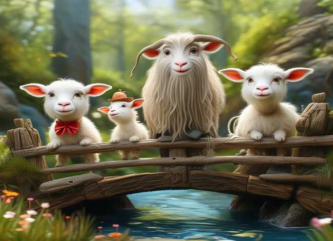 儿童故事山羊一家，山羊一家要过桥绘本故事