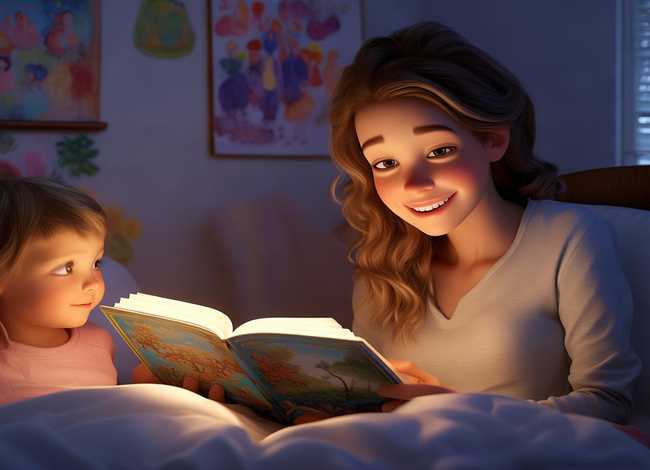 给儿童讲故事睡前故事；睡前给小孩儿讲故事的