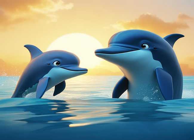 儿童故事海豚和鲸鱼，小海豚和大鲸鱼睡前故事