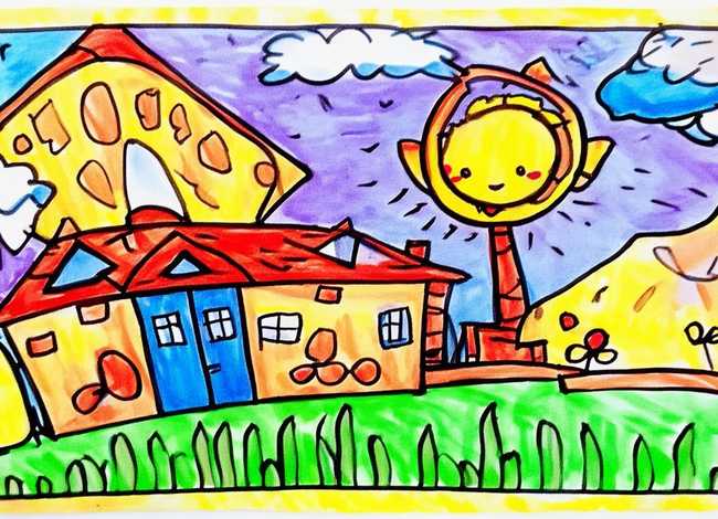 线描画儿童画，线描画儿童作品