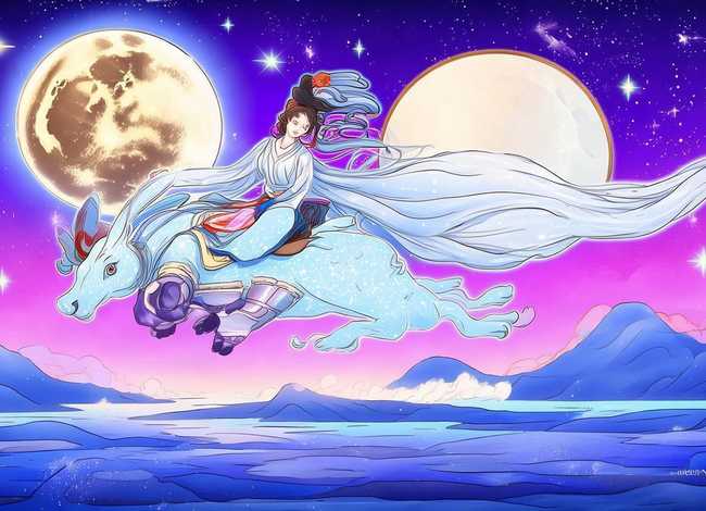 神话故事绘画嫦娥奔月四年级 - 神话故事嫦娥奔月手抄报四年级