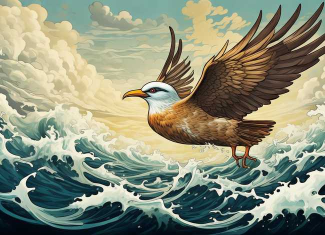 神话故事简笔画精卫填海、中国神话故事精卫填海简笔画