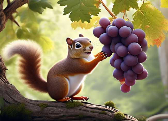 儿童故事松鼠与葡萄，松鼠和葡萄的故事