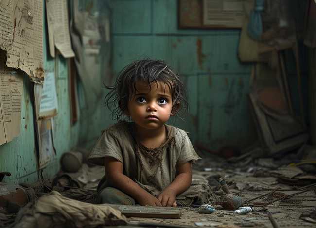 儿童故事被的孩子、被的儿童的悲惨生活