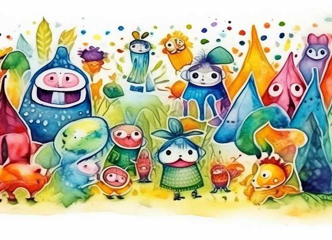 儿童故事水彩 - 水彩故事插图
