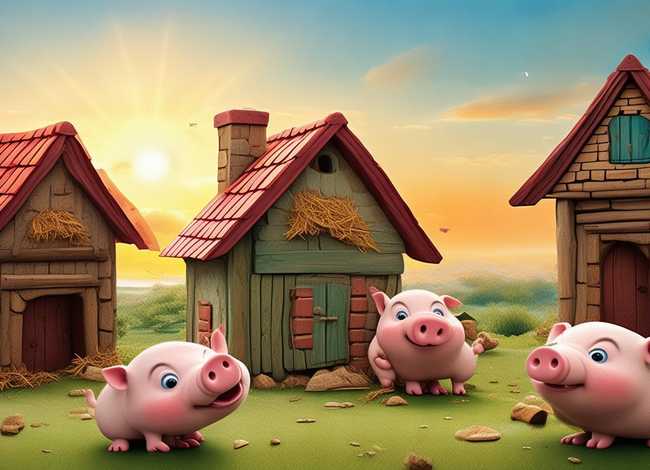 睡前小故事儿童版三只小猪盖房子、宝宝睡前故事三只小猪盖房子