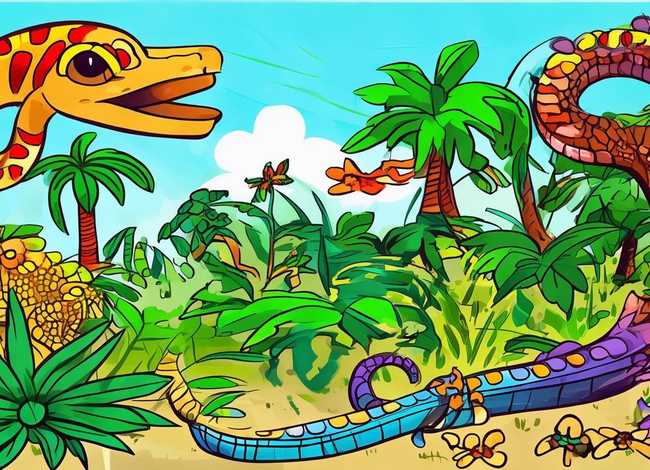 爬行动物儿童画；爬行动物儿童画图片