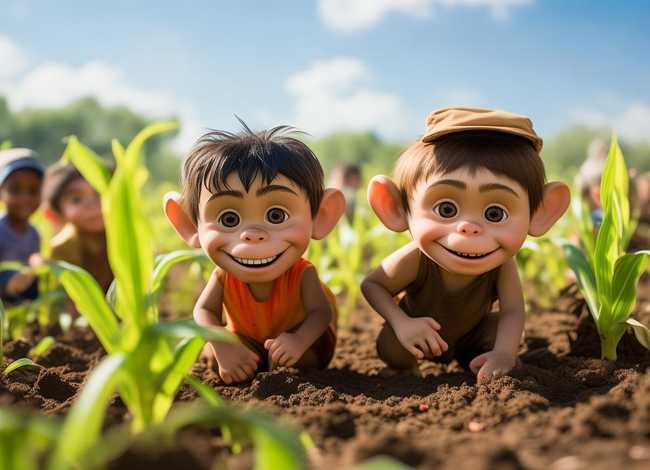 猴哥猴弟种玉米儿童故事、幼儿故事猴哥猴弟种玉米