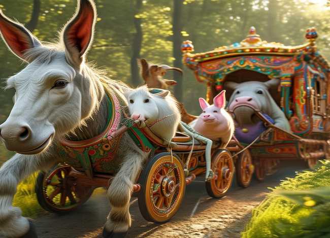 动物拉车寓言故事 - 动物拉车寓言故事图片