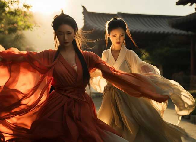 旗袍打斗 - 两位旗袍女打斗场面