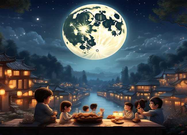 中秋传说故事绘画、中秋节传说故事绘画