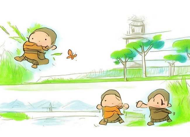 三个和尚儿童画；三个和尚儿童画简笔画