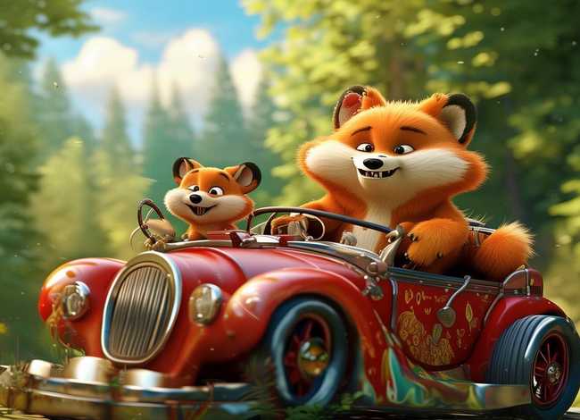 儿童故事狐狸开汽车、小狐狸开汽车的故事