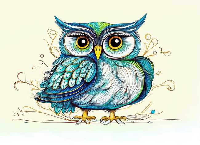 猫头鹰儿童画图片，猫头鹰儿童画图片 线描