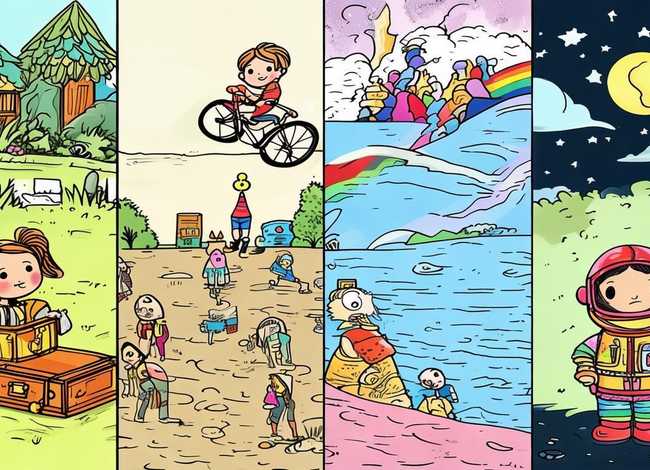 儿童小故事连环画4幅图片；小故事连环画4幅图片简笔画