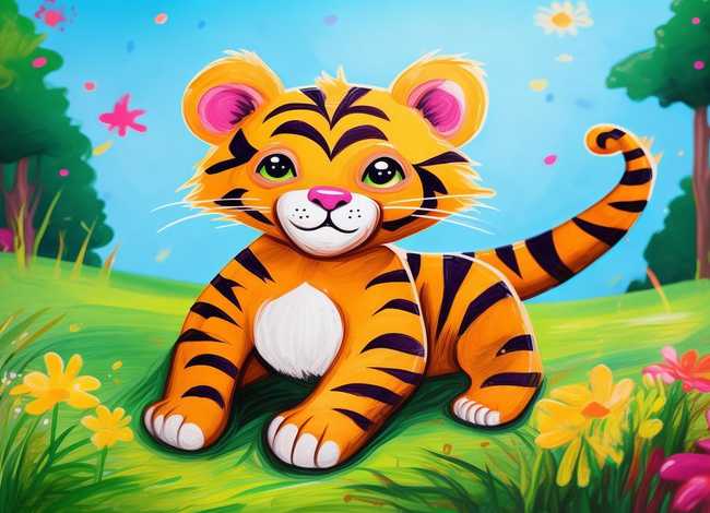 小老虎儿童画，小老虎怎么画儿童