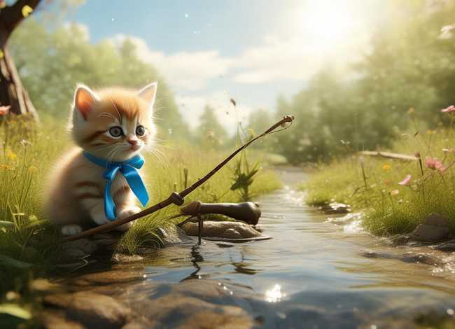 小猫钓鱼儿童故事；少儿故事小猫钓鱼