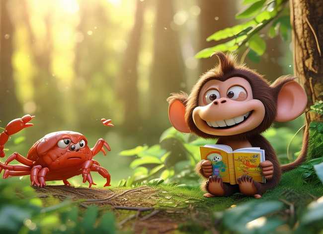 儿童故事在线听猴子和螃蟹，猴子和螃蟹绘本故事书