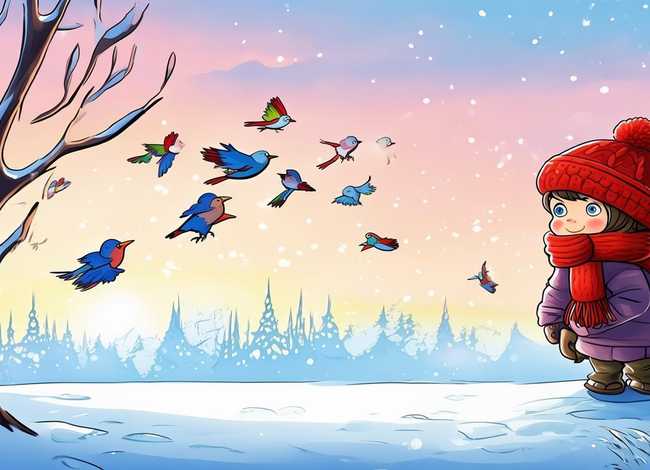 冬天的早晨儿童故事 - 冬天的早晨儿童画