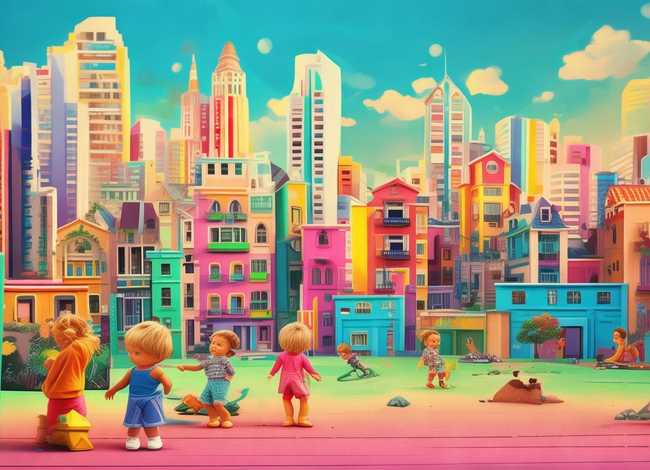 城市儿童画图片 - 城市幼儿图画