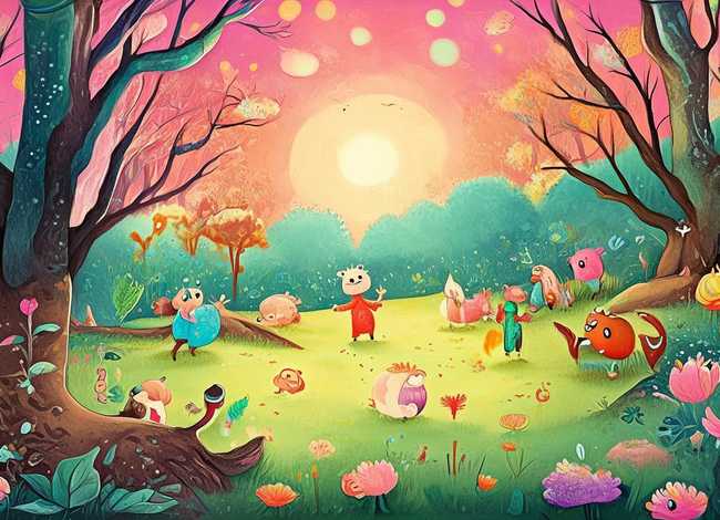 森林里的故事简笔画有颜色的、森林里的故事简笔画有颜色的图片