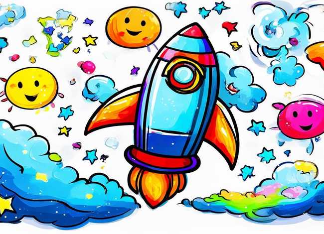 太空火箭的儿童故事、儿童画太空火箭简笔画