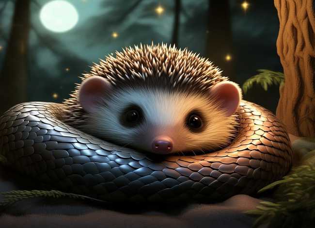 蛇与刺猬的儿童故事，睡前故事毒蛇与小刺猬