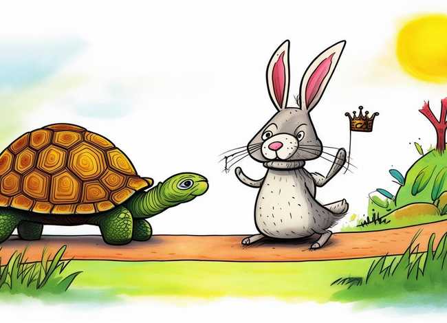 伊索寓言儿童画龟兔赛跑 - 伊索寓言龟兔赛跑简笔画