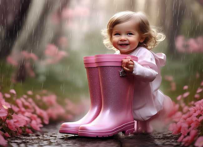 儿童故事粉红色的靴子（粉红色的雨靴故事绘本）