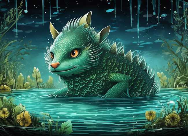 儿童故事池塘里的怪兽、池塘里的水怪的故事